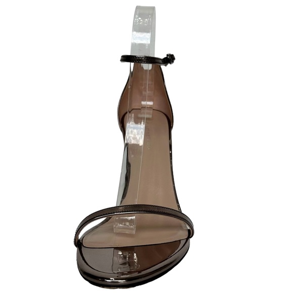 Stuart Weitzman Nudistsong Ankle Strap Sandal Pewter Glass Heels 8 1/2 M Medium - Picture 11 of 17